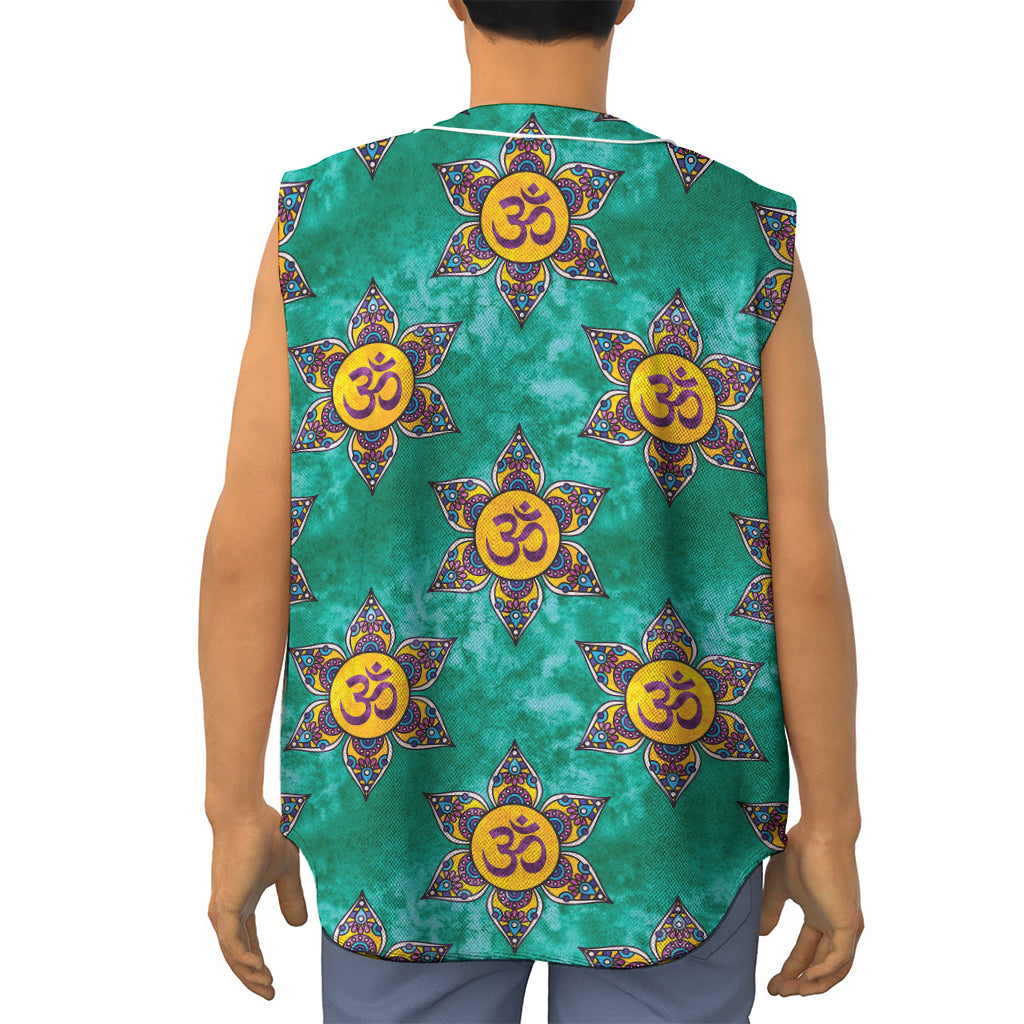 Boho Om Sign Pattern Print Sleeveless Baseball Jersey