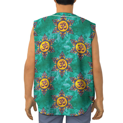Boho Om Sign Pattern Print Sleeveless Baseball Jersey