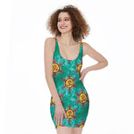 Boho Om Sign Pattern Print Sleeveless Bodycon Dress