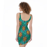 Boho Om Sign Pattern Print Sleeveless Bodycon Dress