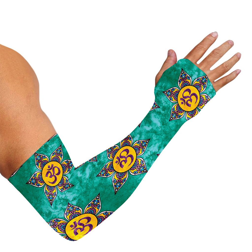 Boho Om Sign Pattern Print Sun Protection Arm Sleeves