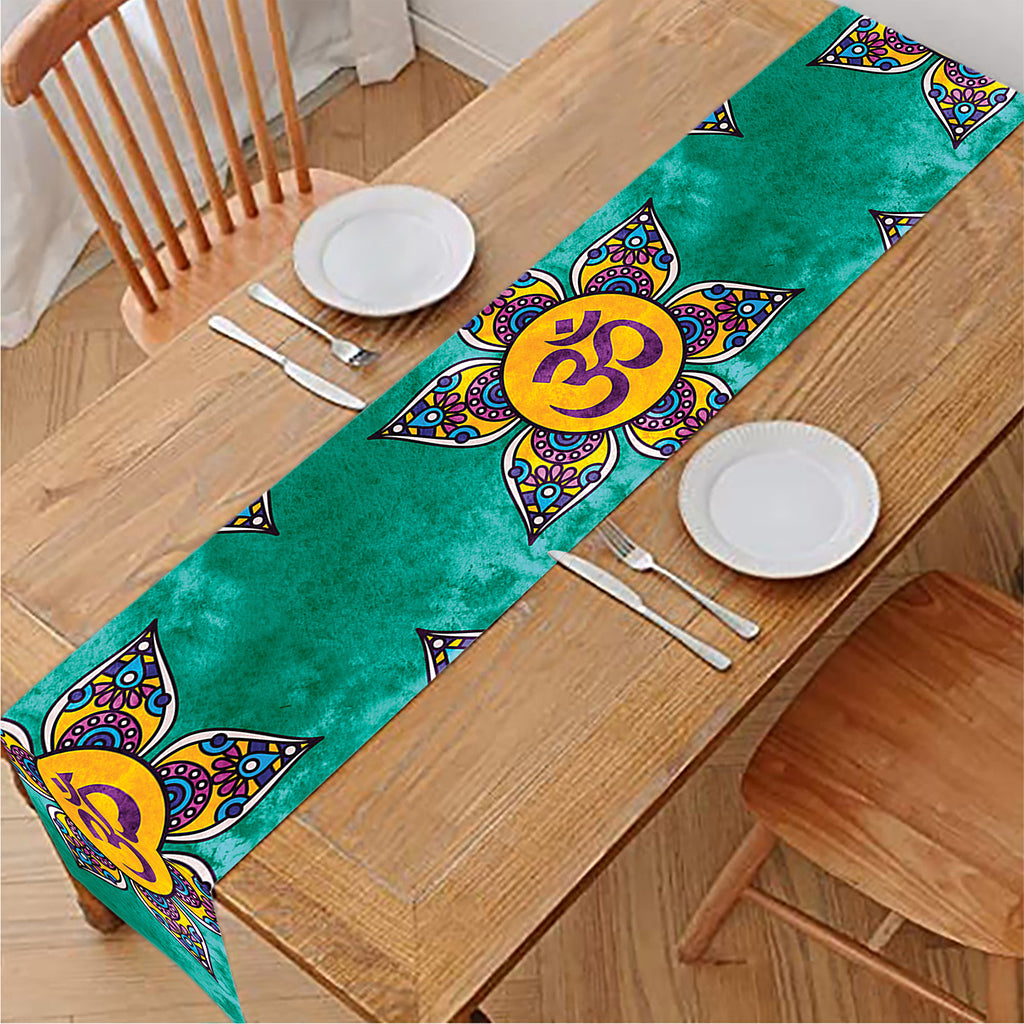 Boho Om Sign Pattern Print Table Runner