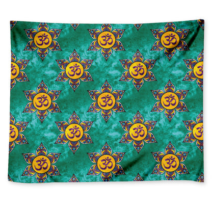 Boho Om Sign Pattern Print Tapestry