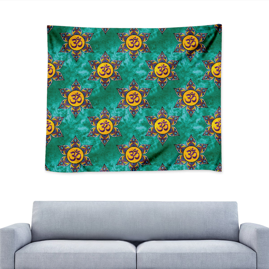 Boho Om Sign Pattern Print Tapestry