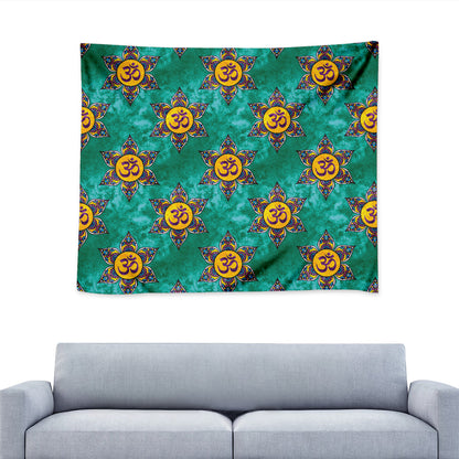 Boho Om Sign Pattern Print Tapestry