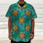 Boho Om Sign Pattern Print Textured Short Sleeve Shirt