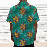 Boho Om Sign Pattern Print Textured Short Sleeve Shirt