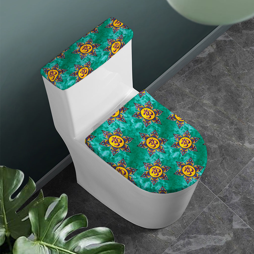 Boho Om Sign Pattern Print Toilet Lid And Tank Cover Set