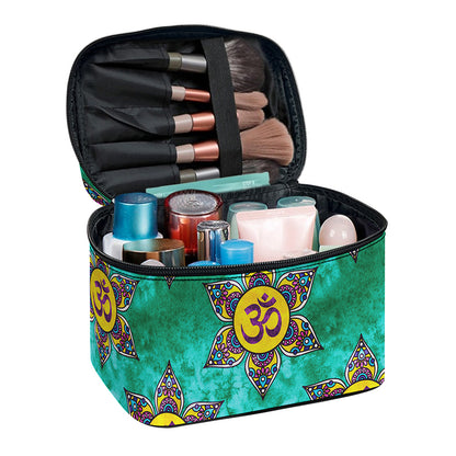 Boho Om Sign Pattern Print Travel Makeup Bag