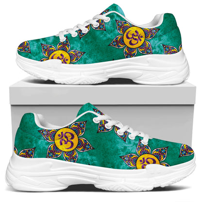 Boho Om Sign Pattern Print White Chunky Shoes