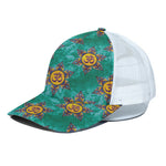 Boho Om Sign Pattern Print White Mesh Trucker Cap