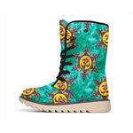 Boho Om Sign Pattern Print Winter Boots