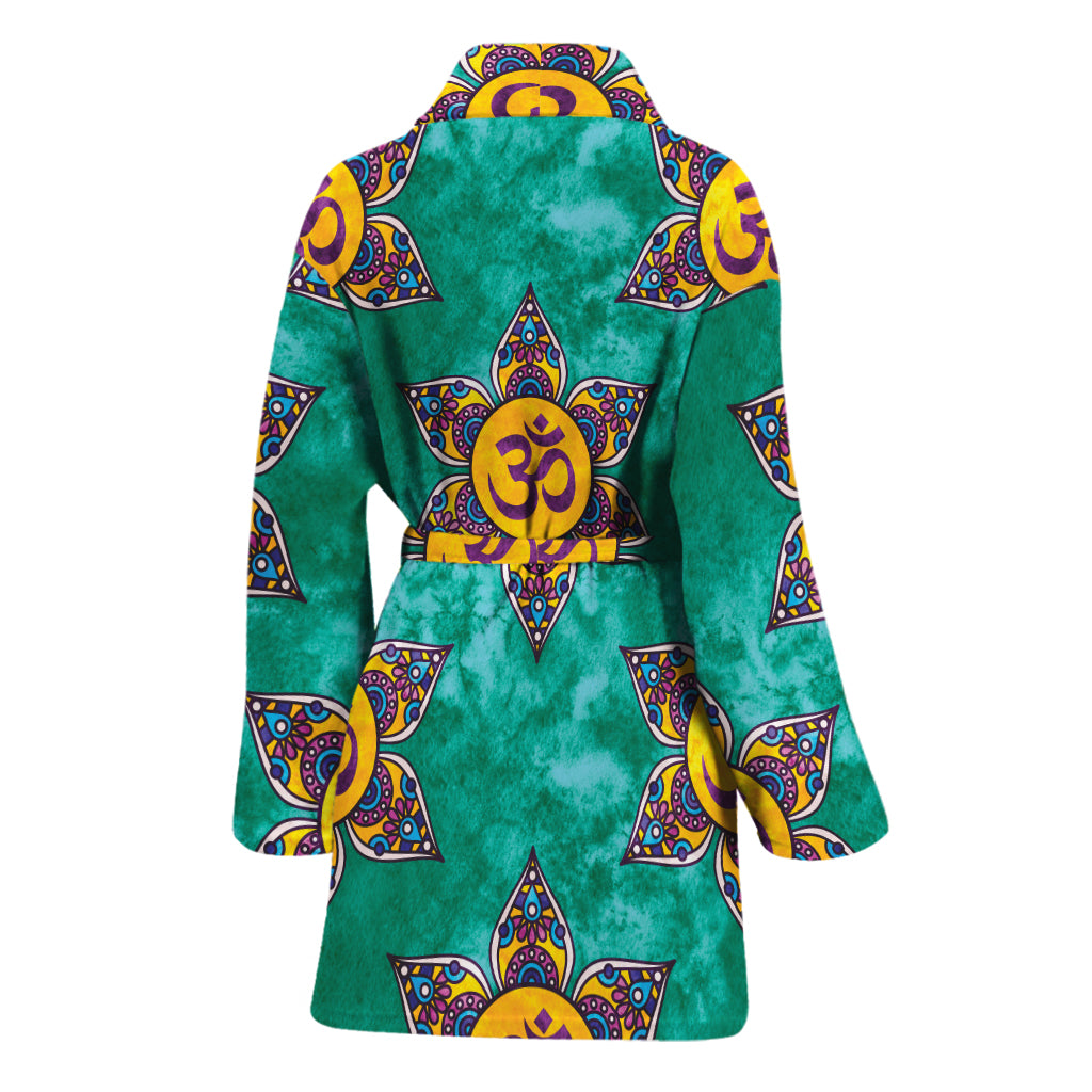 Boho Om Sign Pattern Print Women's Bathrobe