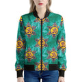 Boho Om Sign Pattern Print Women's Bomber Jacket
