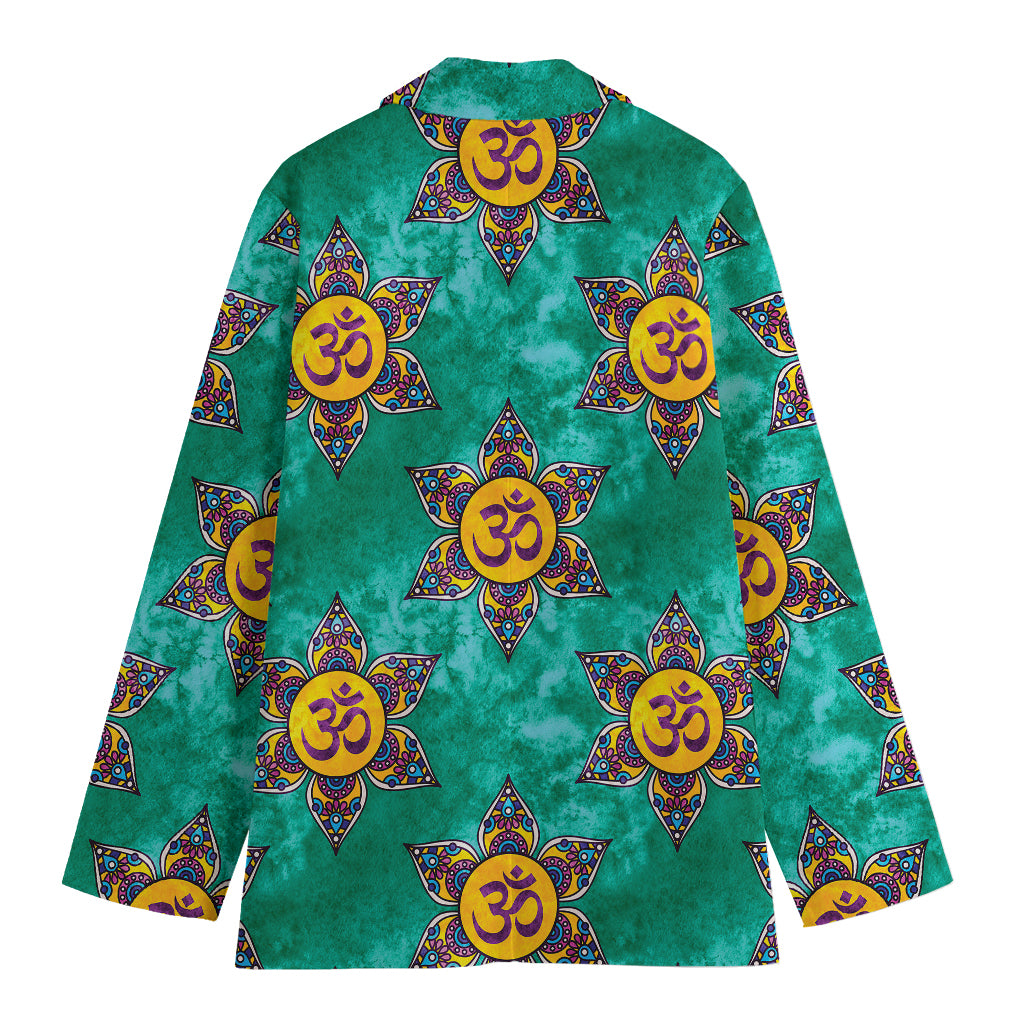 Boho Om Sign Pattern Print Women's Cotton Blazer
