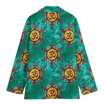 Boho Om Sign Pattern Print Women's Cotton Blazer