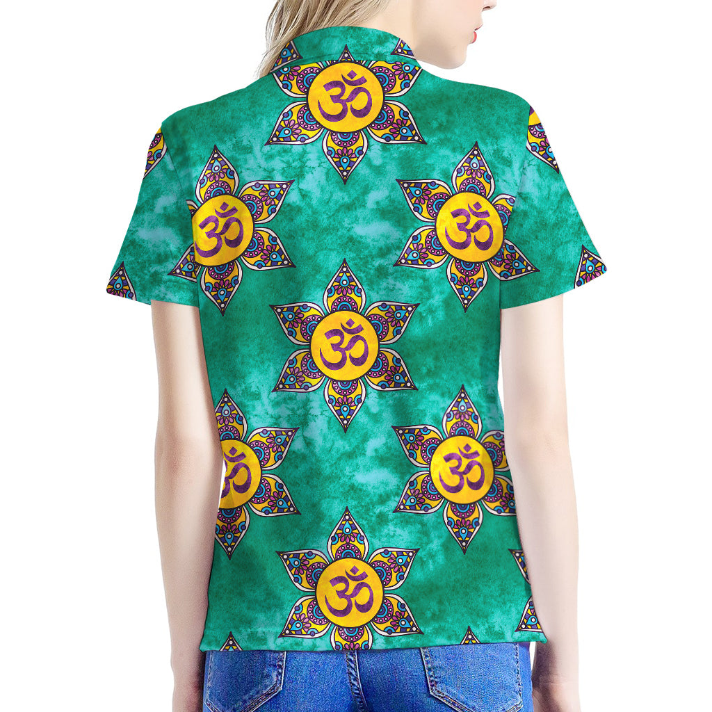 Boho Om Sign Pattern Print Women's Polo Shirt