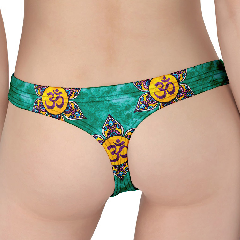 Boho Om Sign Pattern Print Women's Thong