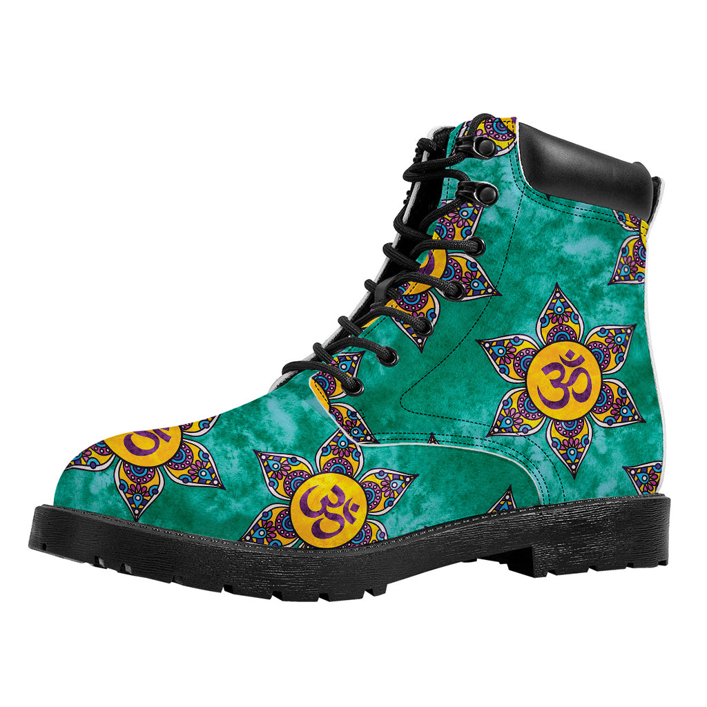 Boho Om Sign Pattern Print Work Boots