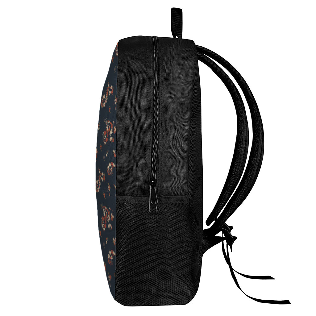 Boho Paisley Flower Pattern Print 17 Inch Backpack