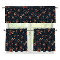 Boho Paisley Flower Pattern Print 3 Piece Kitchen Curtains
