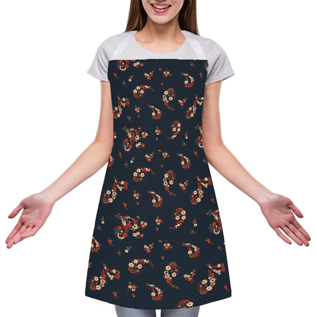 Boho Paisley Flower Pattern Print Adjustable Apron