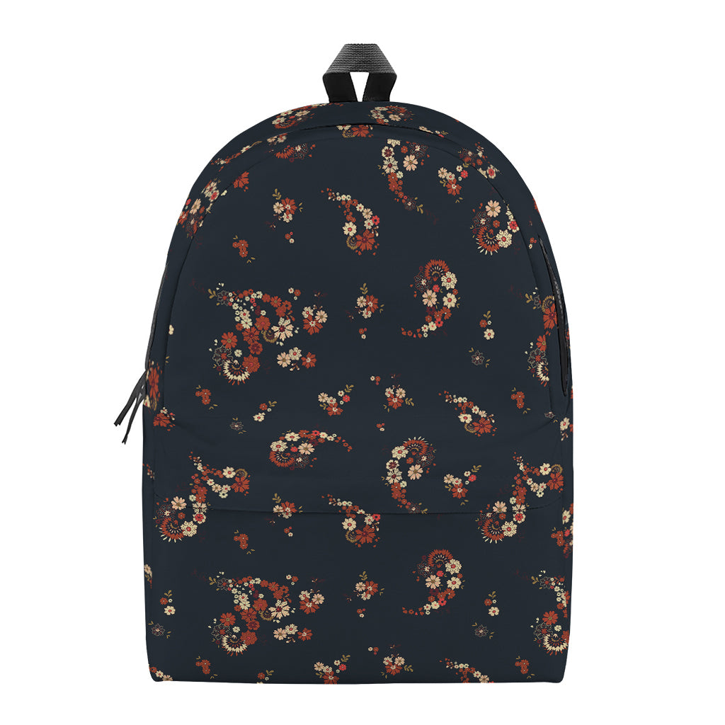 Boho Paisley Flower Pattern Print Backpack