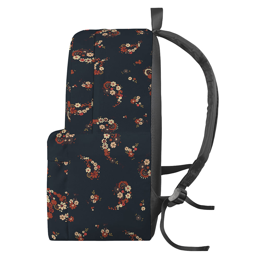 Boho Paisley Flower Pattern Print Backpack