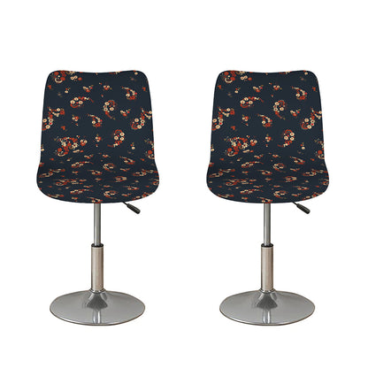 Boho Paisley Flower Pattern Print Bar Stool Covers