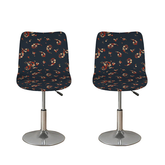 Boho Paisley Flower Pattern Print Bar Stool Covers