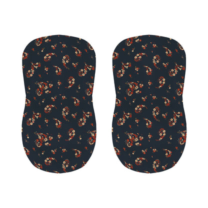 Boho Paisley Flower Pattern Print Bar Stool Covers