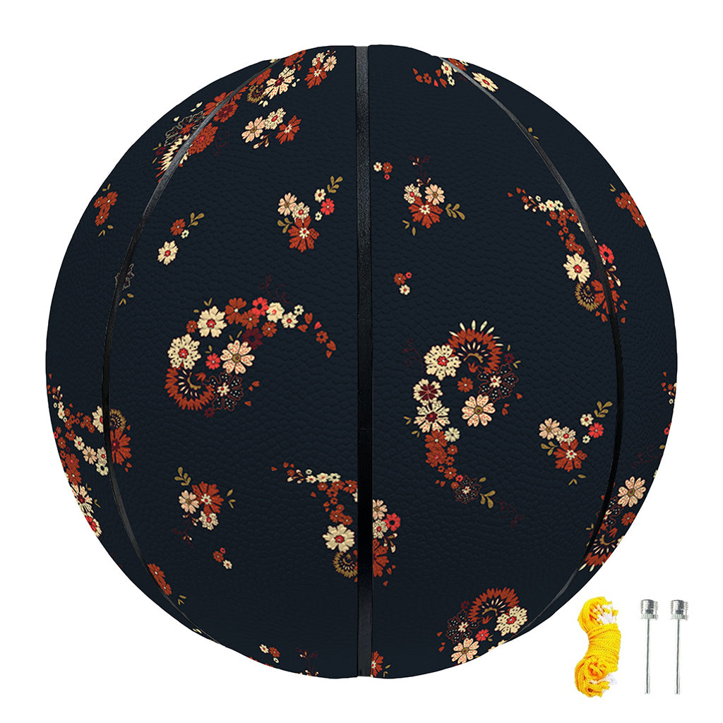 Boho Paisley Flower Pattern Print Basketball