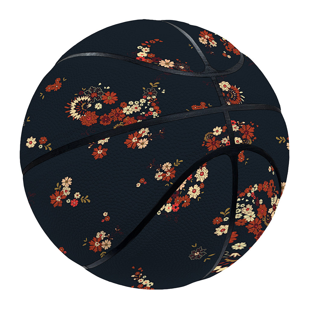 Boho Paisley Flower Pattern Print Basketball