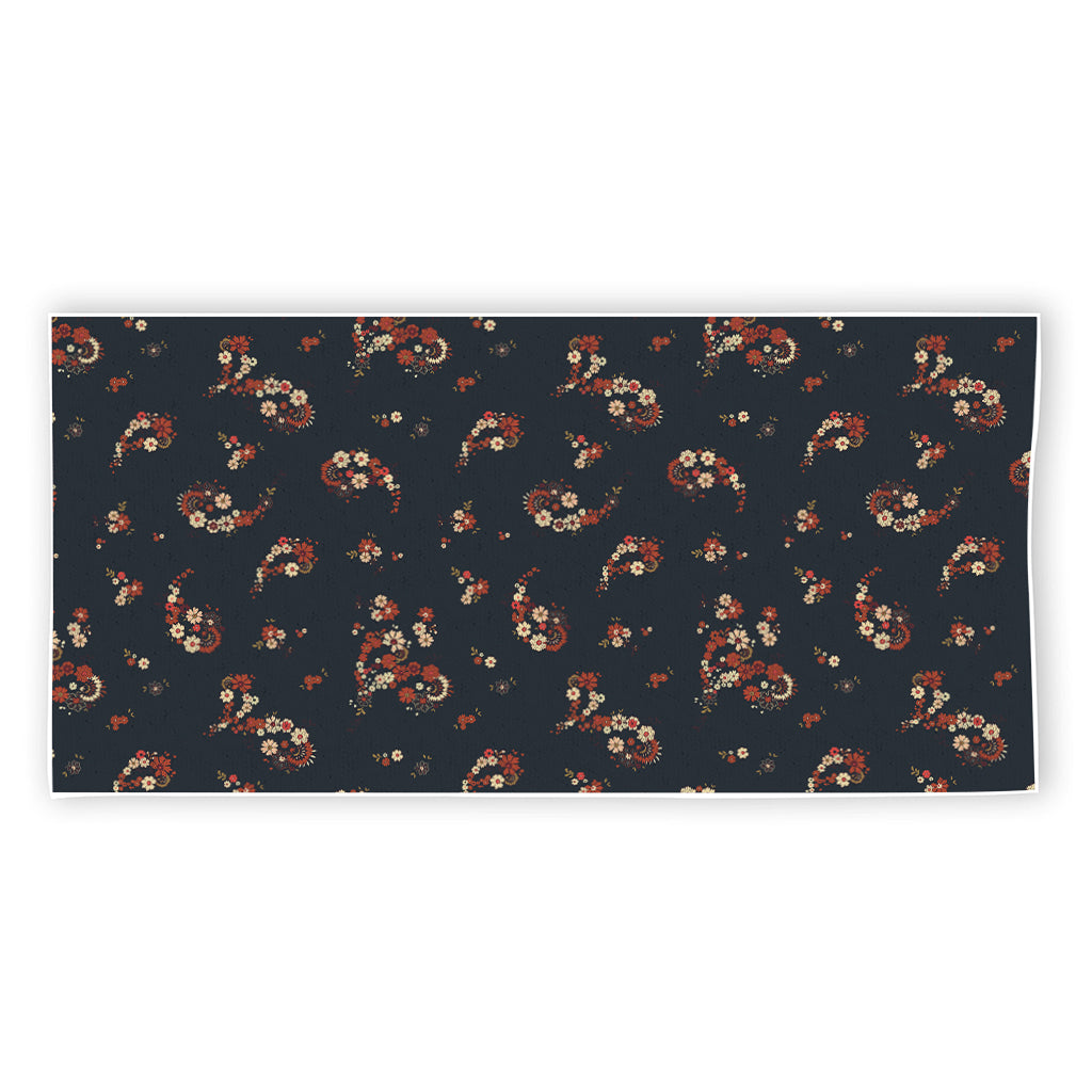 Boho Paisley Flower Pattern Print Beach Towel