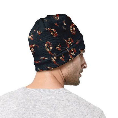Boho Paisley Flower Pattern Print Beanie
