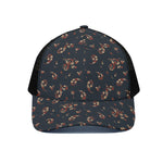 Boho Paisley Flower Pattern Print Black Mesh Trucker Cap
