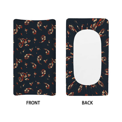Boho Paisley Flower Pattern Print Changing Pad Cover