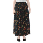 Boho Paisley Flower Pattern Print Chiffon Maxi Skirt