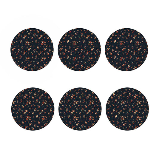 Boho Paisley Flower Pattern Print Coaster Set