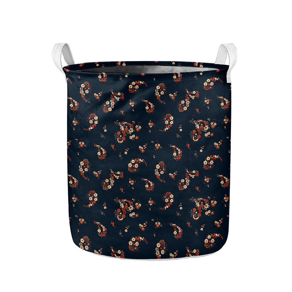 Boho Paisley Flower Pattern Print Collapsible Laundry Basket