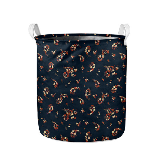 Boho Paisley Flower Pattern Print Collapsible Laundry Basket