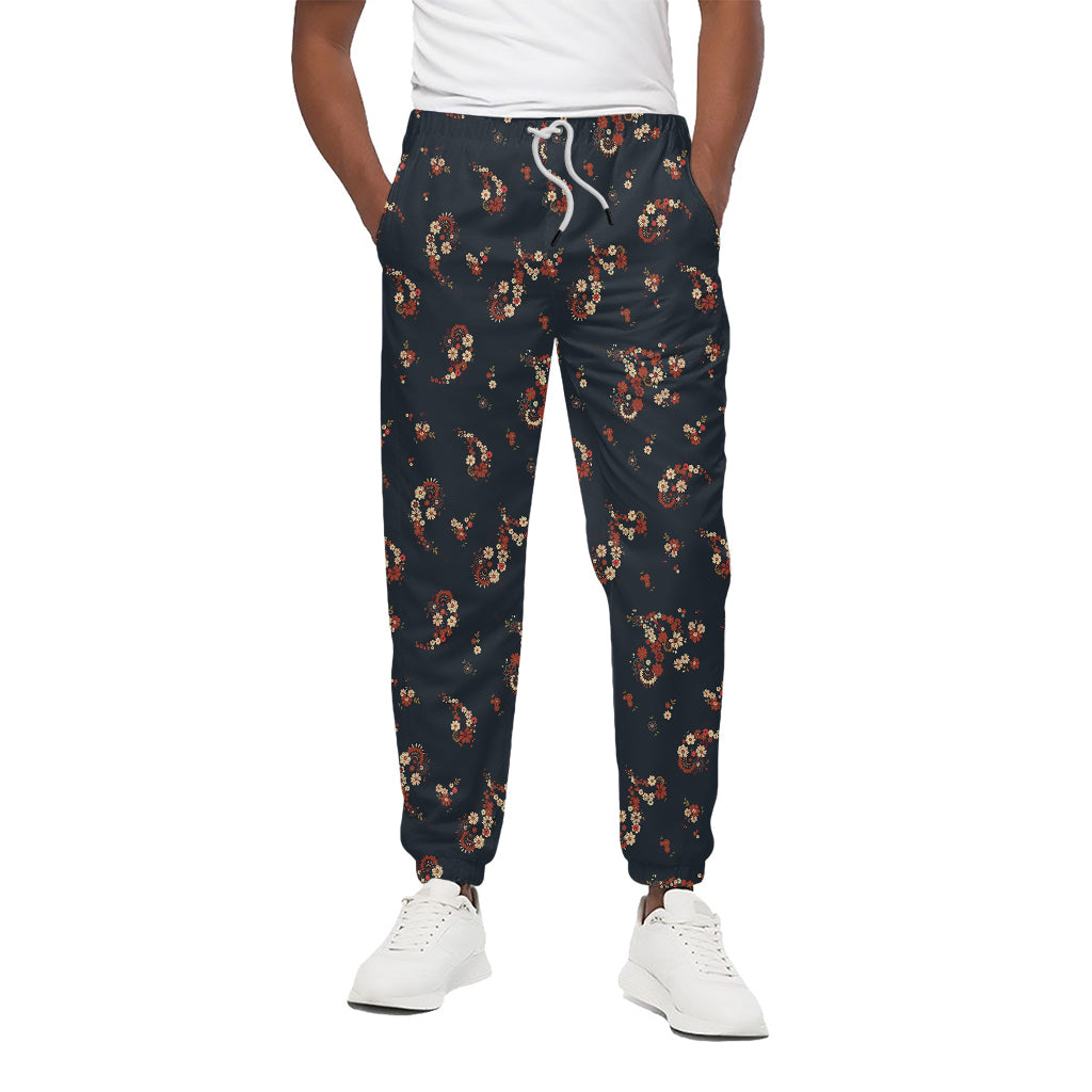 Boho Paisley Flower Pattern Print Cotton Pants