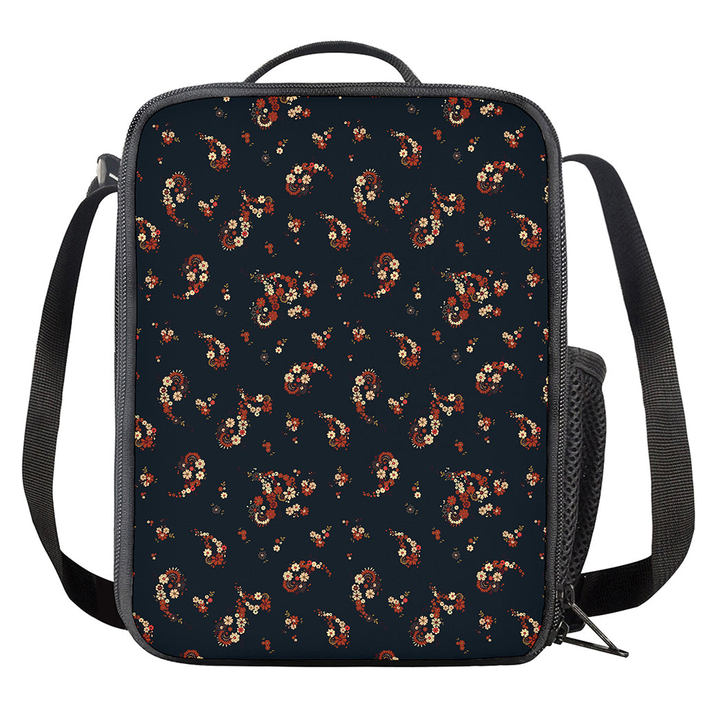 Boho Paisley Flower Pattern Print Crossbody Lunch Bag