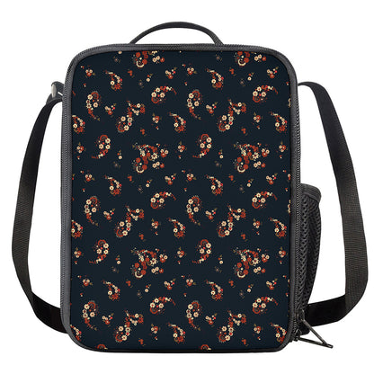 Boho Paisley Flower Pattern Print Crossbody Lunch Bag