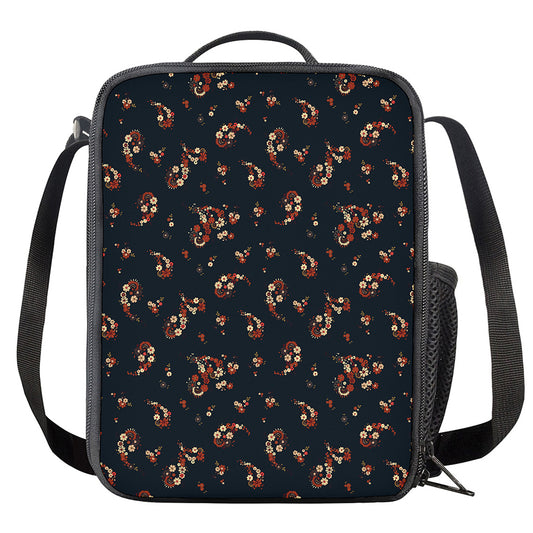 Boho Paisley Flower Pattern Print Crossbody Lunch Bag
