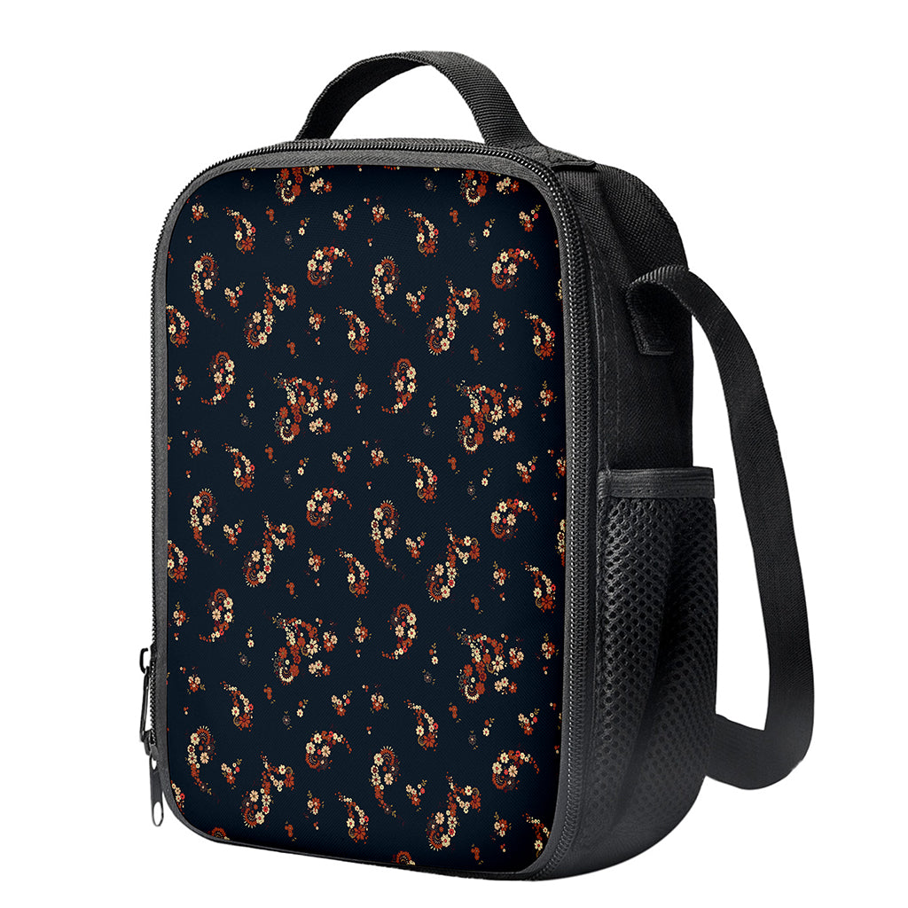 Boho Paisley Flower Pattern Print Crossbody Lunch Bag