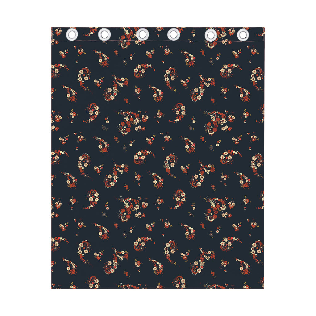 Boho Paisley Flower Pattern Print Curtain