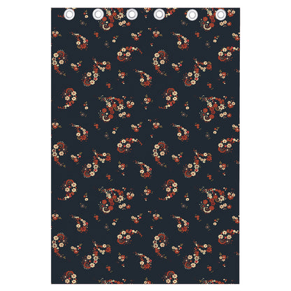 Boho Paisley Flower Pattern Print Curtain