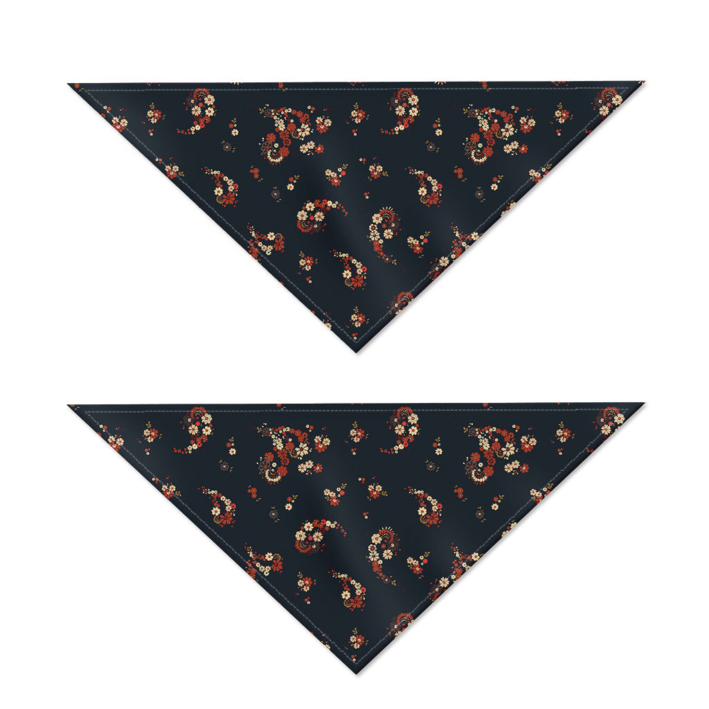 Boho Paisley Flower Pattern Print Dog Bandana