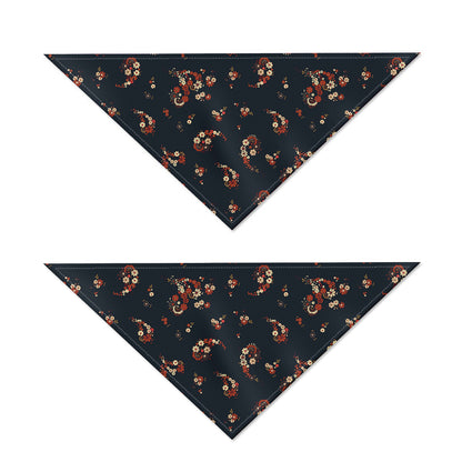 Boho Paisley Flower Pattern Print Dog Bandana